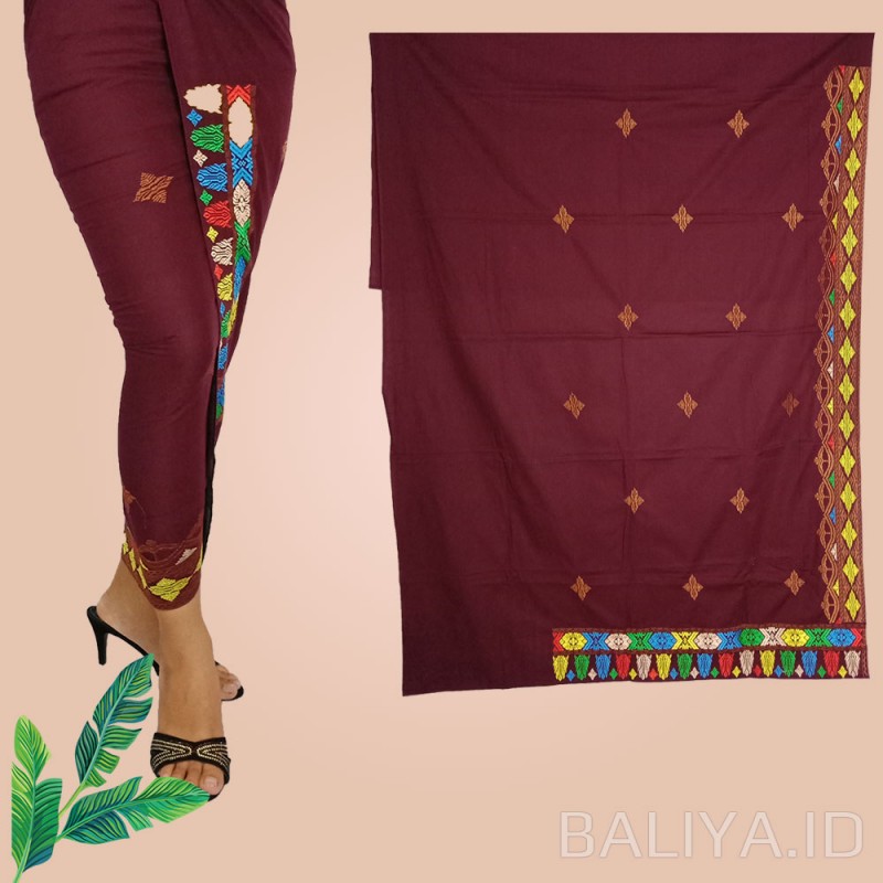 Kamen Songket Bordir Merah