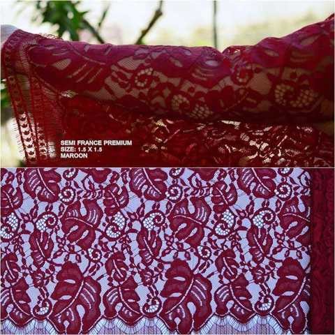 Kebaya Semi Prancis Premium Warna Maroon