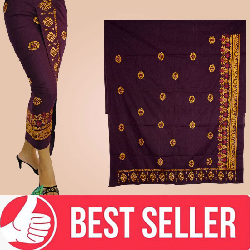 Songket Bordir Coklat Premium