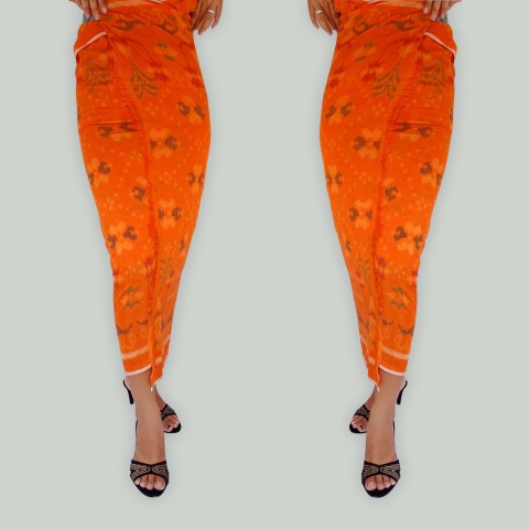 Tenun Lembaran Endek Khas Bali Warna Orange