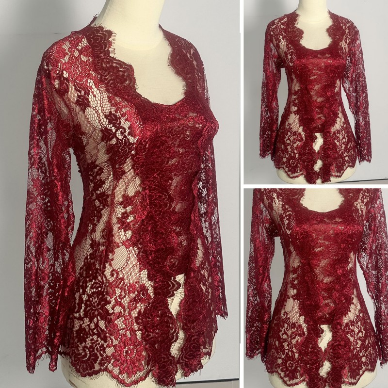 Kebaya Brokat Glosy Lengan Panjang